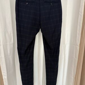Zara Men's Dark Checkered Trousers skinny dark Blue Men’s Pants (RR77302)